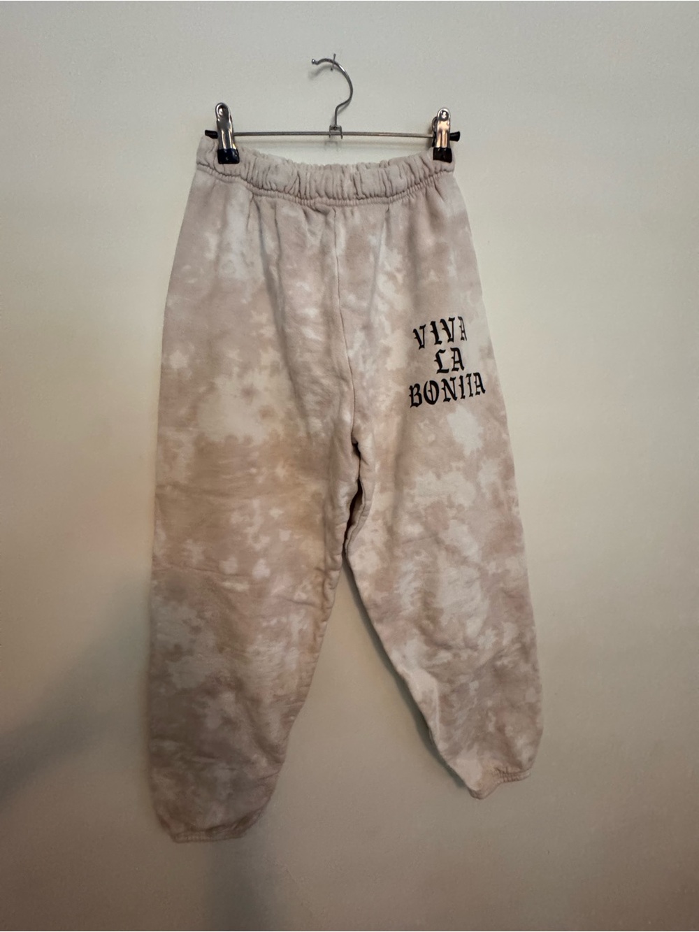 Tie-Dye Beige Sweatpants ‘Viva La Bonita' size small